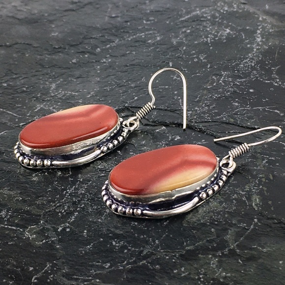 Mookaite Imperial Jasper Stone Hook Earrings - Picture 9 of 9